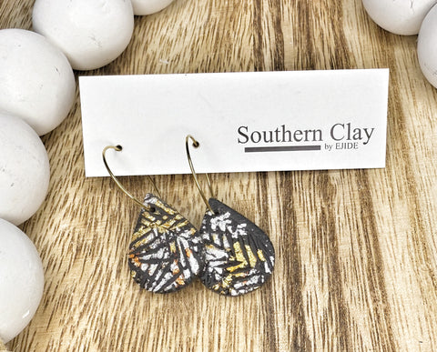 Black Tear Drop Shape w/ Silver, Gold, Rose Gold flakes
